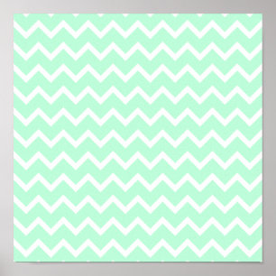 Affiches Mint Green Zigzag Chevron Stripes.