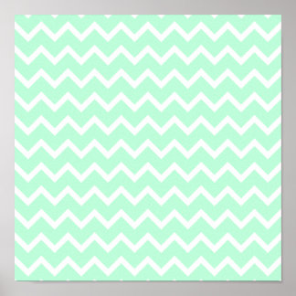 Affiches Mint Green Zigzag Chevron Stripes.