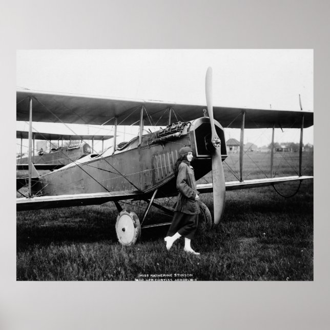 Affiches Miss Katherine Stinson et son avion Curtiss (Devant)