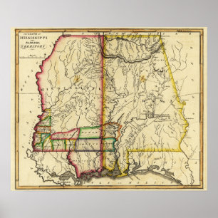 Affiches Mississippi and AlabamaPanoramic Map