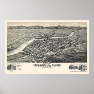 Affiches Missoula, carte panoramique de la TA - 1891