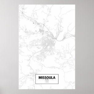 Affiches Missoula, Montana (black on white)