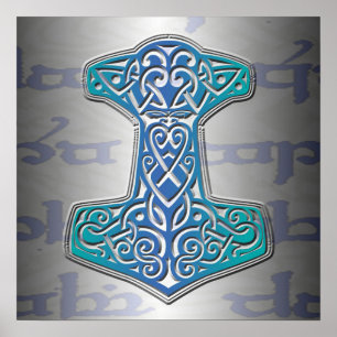 Affiches Mjölnir bleu sur Tengwar