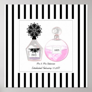 Affiches Mme & Mme Bouteilles de parfum Mariage personnalis