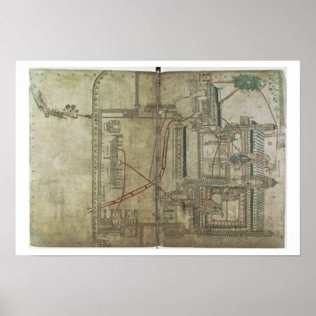 Affiches Mme R 171 f.285 Plan de la cathédrale de Canterbur (Devant)