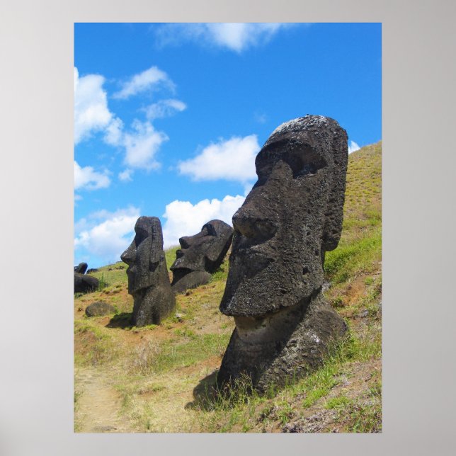 Affiches Moai à l'île de Pâques de Rano Raraku (Devant)