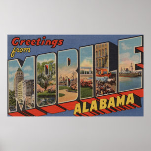 Affiches Mobile, Alabama - Scènes de grandes lettres