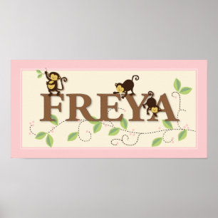 Affiches Mod Monkey Personnalisé Personnalisé Baby Name Pos