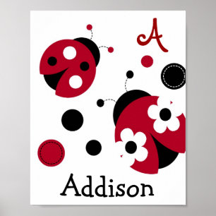 Affiches Mod Red Ladybug Nursery Wall Art Nom Imprimer