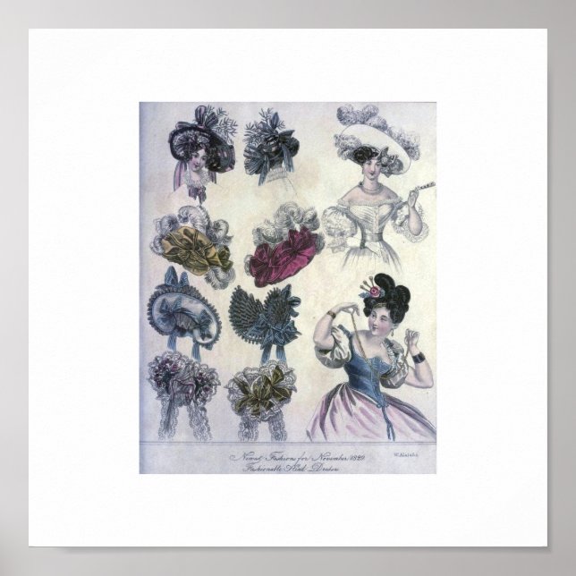 Affiches Mode féminine vintage des années 1800 (Devant)