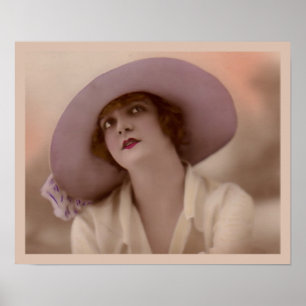 Affiches Mode Vintage "Dame rose"