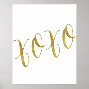 Affiches Modèle Arrière - plan XOXO Quote Faux Gold Parties