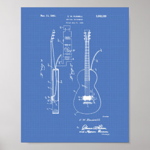 Affiches Modèle d'art de brevet de la guitare 1941