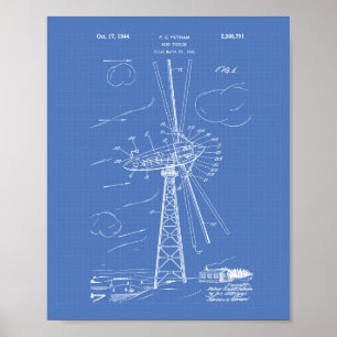 Affiches Modèle d'art de brevet de la turbine de vent 1944