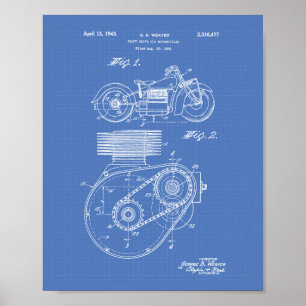 Affiches Modèle d'art de brevet des motos 1943