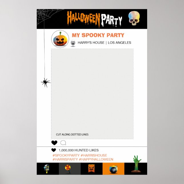 Affiches Modèle de cadre photo pour soirée Halloween (Devant)