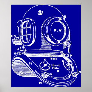 Affiches Modèle de casque de plongée