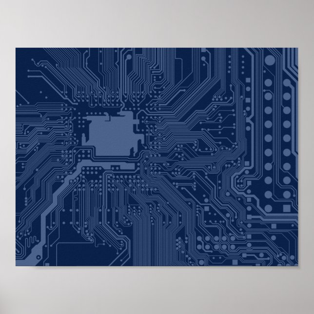 Affiches Modèle de circuit de carte mère Blue Geek (Devant)