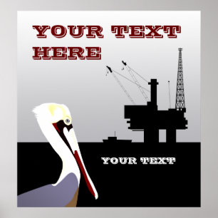 Affiches Modèle de l'affiche "offshore Oil and Pelican Post