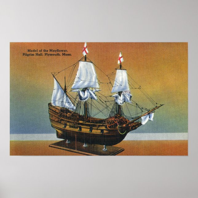 Affiches Modèle du Mayflower dans la vue de la salle de pèl (Devant)