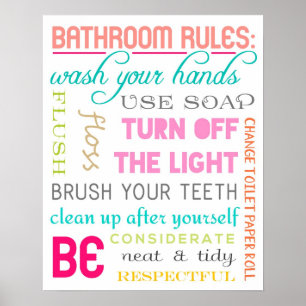 Affiches Modern Bathroom Rules Print