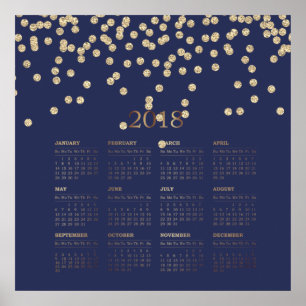 Affiches Modern Faux  Gold Diamonds 2018 Calendar
