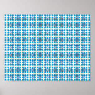 Affiches Modern geometric blue SEA squares pattern