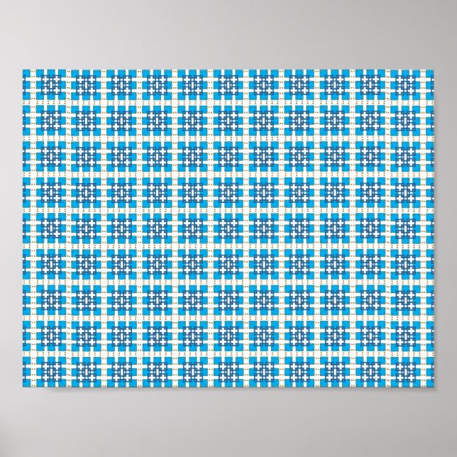 Affiches Modern geometric blue SEA squares pattern (Devant)