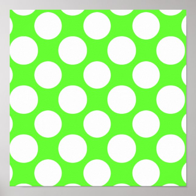 Affiches Modern Lime Green White Polka Dots Pattern (Devant)