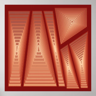 Affiches Moderne Abstrait - Pyramides 3D, Cuivre