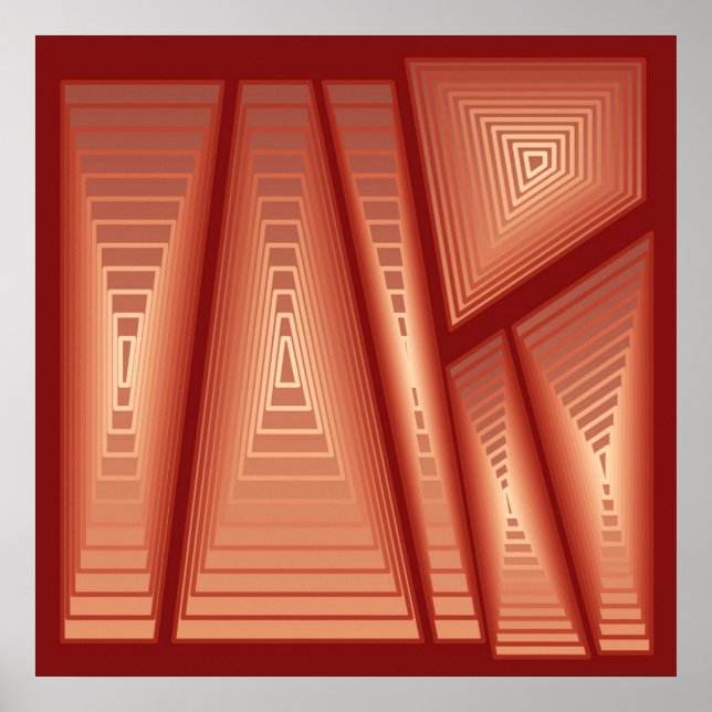 Affiches Moderne Abstrait - Pyramides 3D, Cuivre (Devant)