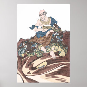 Affiches Moine bouddhiste immortel d'Ukiyo-e sur une tête
