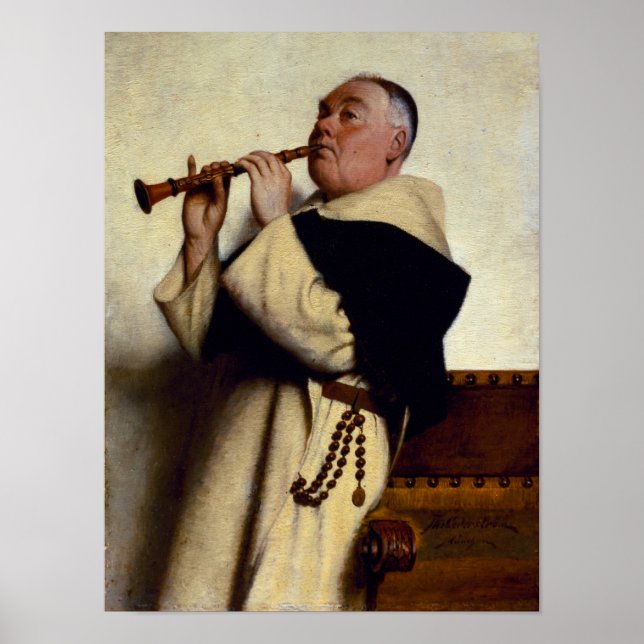 Affiches Moine jouant à un Clarinet (Devant)
