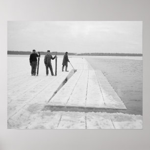 Affiches Moisson des blocs de glace, 1906. Photo vintage