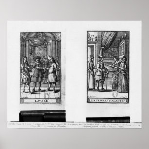 Affiches Moliere, frontispece pour 'The Miser'