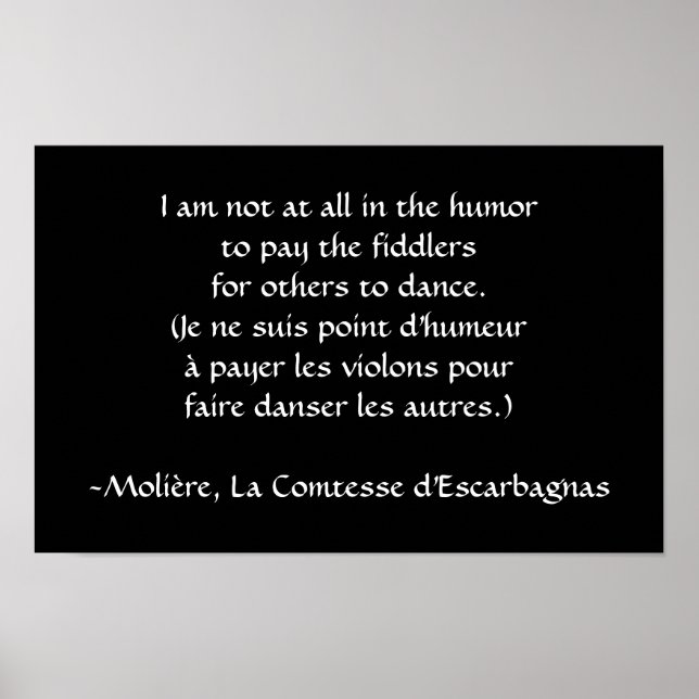 Affiches Molière - Payer le Fiddler (Devant)