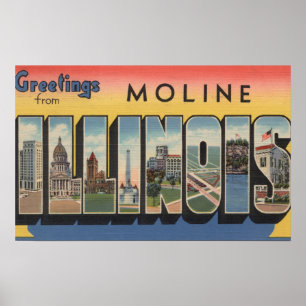 Affiches Moline, Illinois - Scènes de grandes lettres