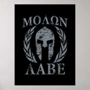 Affiches Molon Labe Grunge Spartan Mask
