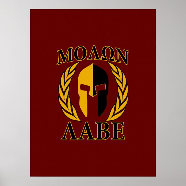 Affiches Molon Labe Spartan Mask Laurels Décor Bourgogne (Devant)