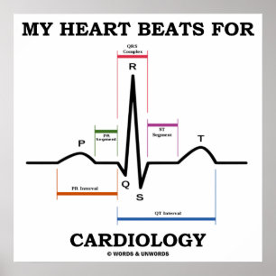 Affiches Mon coeur bat pour la cardiologie (ECG / EKG)