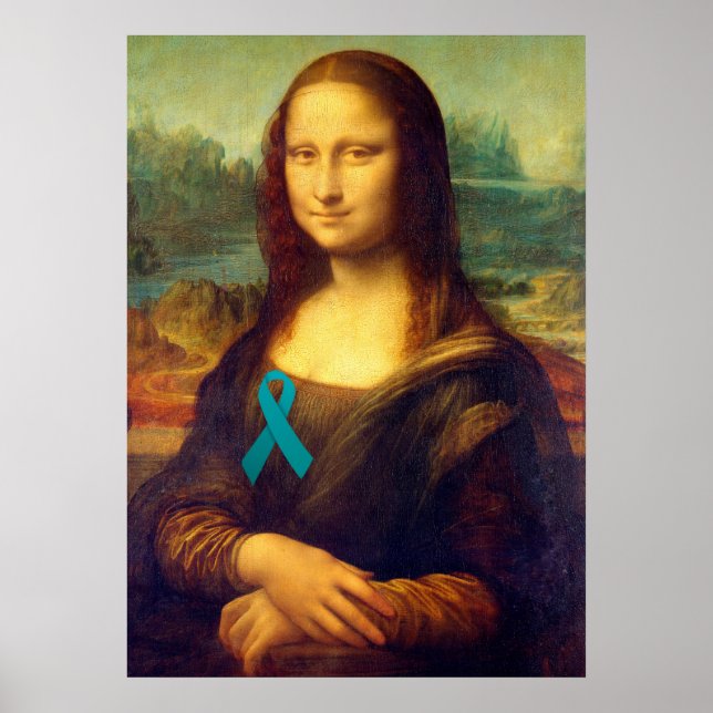 Affiches Mona Lisa Avec Ruban Turquoise (Devant)