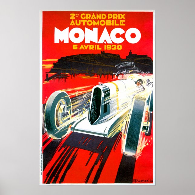 Affiches Monaco Grand Prix Race~ Automobile Vintage Ad (Devant)