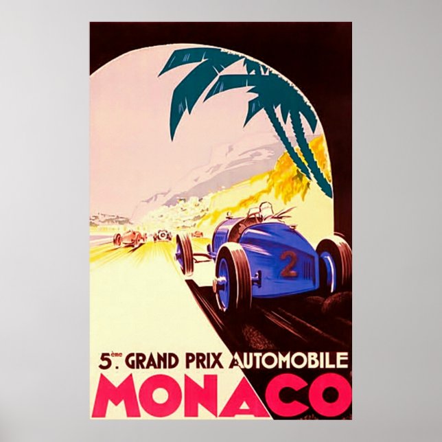 Affiches Monaco ~ Grand Prix ~Toile Vintage voyage (Devant)