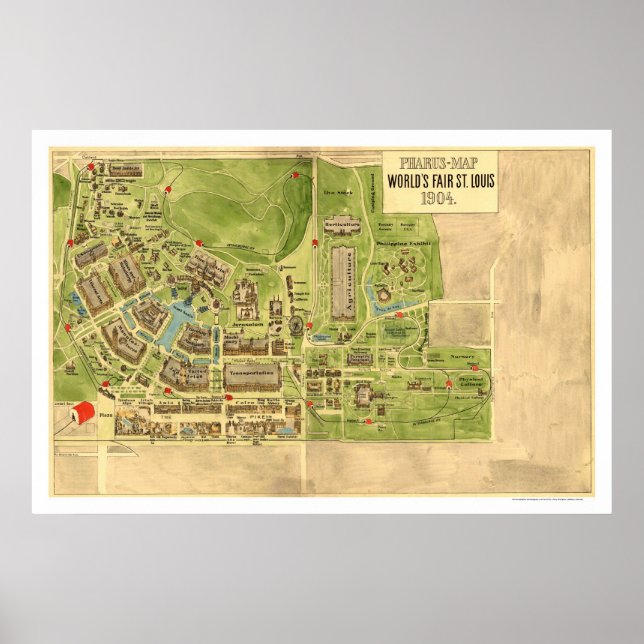 Affiches Monde Fair St Louis Carte 1904 (Devant)