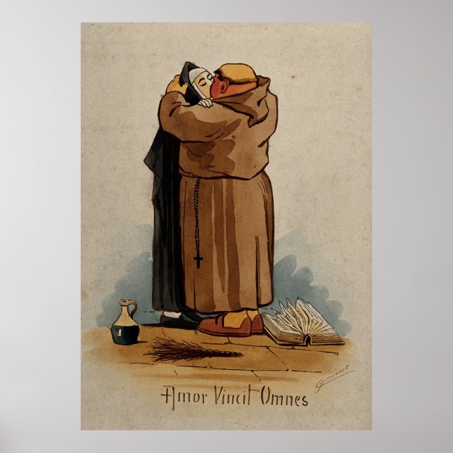 Affiches Monk baiser Nun, L'amour conquiert tous, Texte lat (Devant)