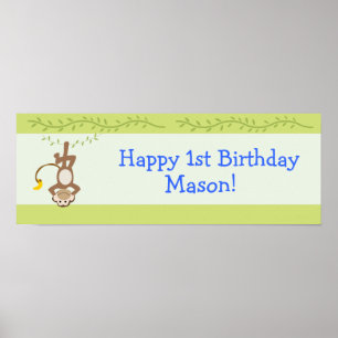 Affiches Monkearound Monkey Custom Birthday Banner