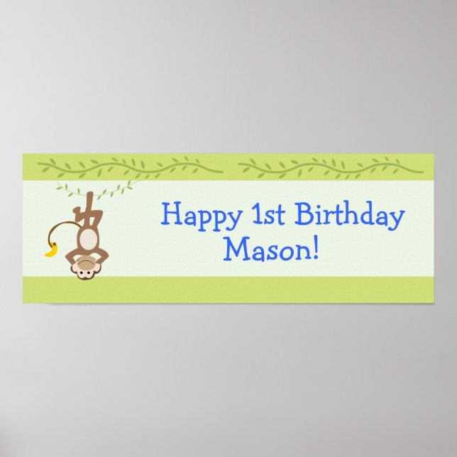 Affiches Monkearound Monkey Custom Birthday Banner (Devant)