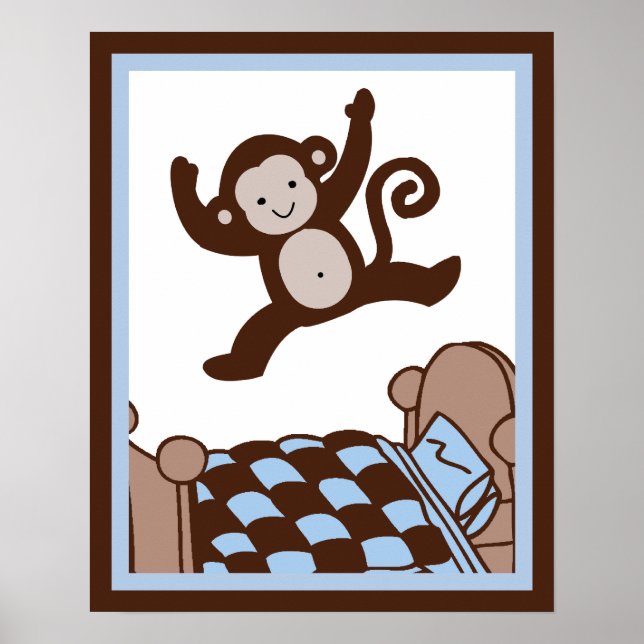 Affiches Monkey 3 Jumpin on Bed Wall Art Poster/Print (Devant)