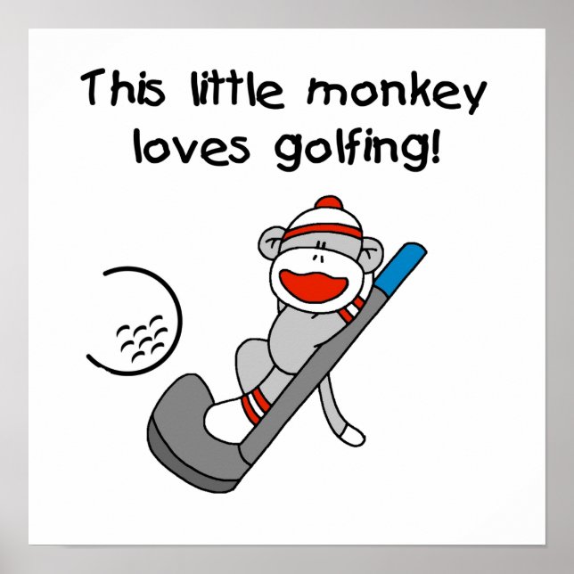 Affiches Monkey Loves T-shirts et cadeaux de golf (Devant)