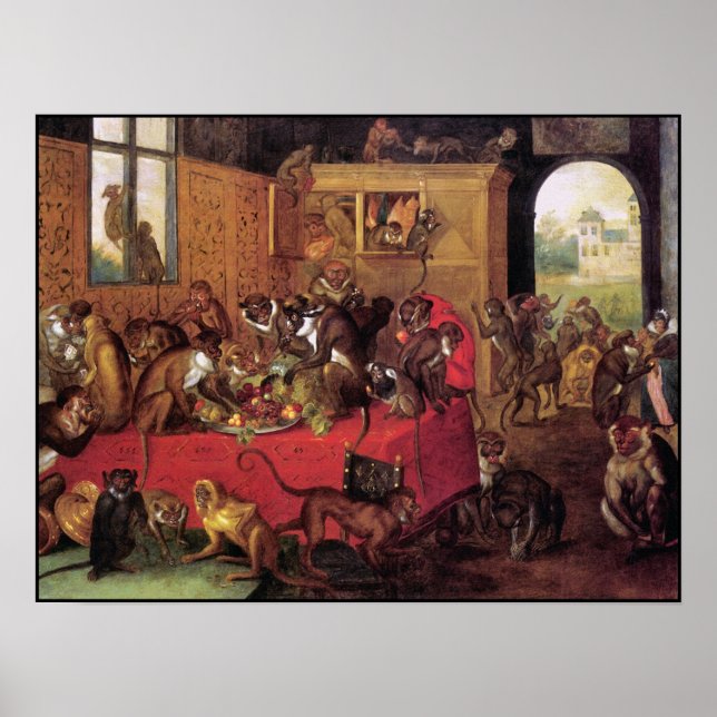 Affiches Monkey's Feast Poster/Print - Monkey Painting (Devant)